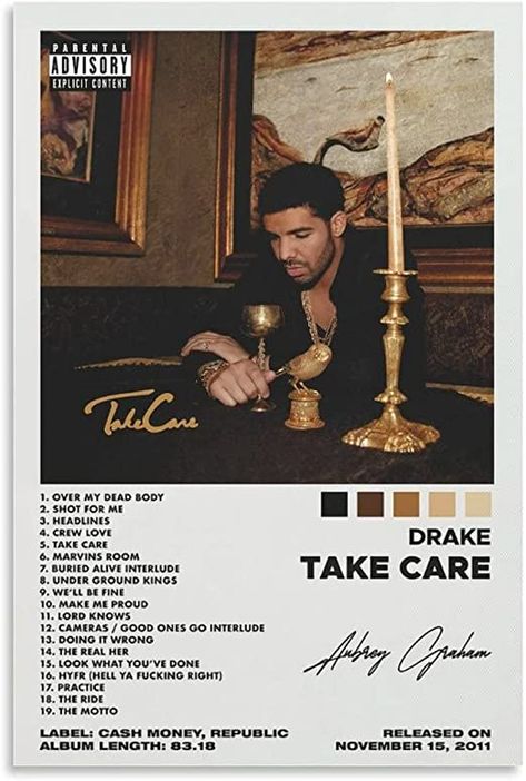 Drake Take Care Album, Album Cover Wall Decor, Drake Album Cover, Drake Take Care, Drakes Album, Rap Album Covers, Canvas Wall Art Living Room, Living Room Poster, Music Album Art