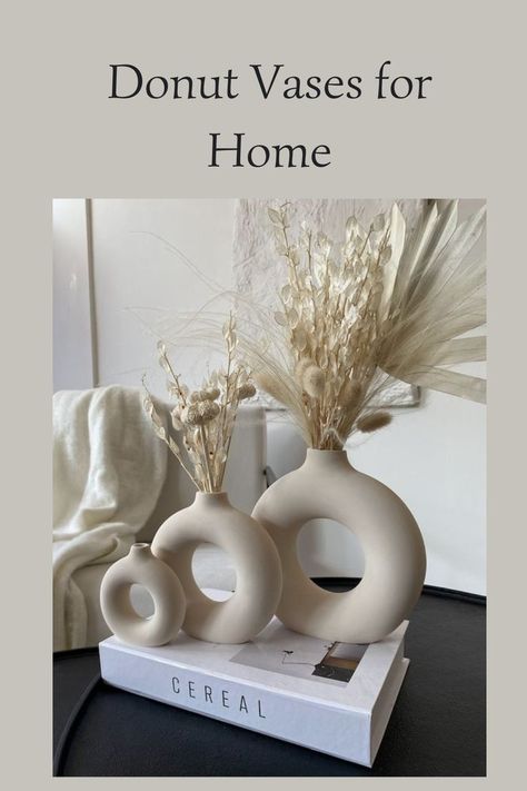 Best vase for your interior 2023 Beige Dinner Table, Pampas Home Decor, Pampas Flower, Wedding Dinner Table, Ceramic Vases Decor, Donut Vase, Nordic Boho, Nordic Vase, Vase Deco