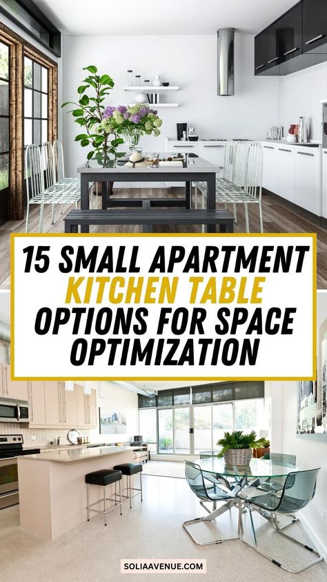 Get inspired with practical solutions for your kitchen tables for small spaces in an open concept setting. Create a harmonious kitchen & dining tables setup that complements your small apartment kitchen decor interior design. Harmonious Kitchen, Apartment Kitchen Table, Kitchen Tables For Small Spaces, Small Apartment Kitchen Table, Apartment Kitchen Decor, Small Dining Space, Tables For Small Spaces, Small Apartment Kitchen Decor, Dining Area Decor