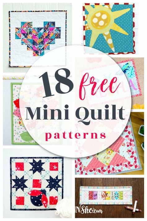 Patchwork, Free Mini Quilt Patterns, Gnome Forest, Free Sewing Patterns For Beginners, Sewing Patterns For Beginners, Triangle Quilt Pattern, Lunar Landing, Postage Stamp Quilt, Mini Quilt Patterns