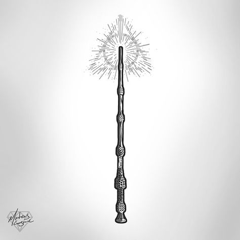 Elder Wand tattoo design on Behance Elder Wand Drawing, Elder Wand Tattoo, Harry Potter Elder Wand, Dumbledore Wand, Wand Tattoo, Hp Tattoo, Harry Potter Art Drawings, Elder Wand, Tattoo Inspiration Men