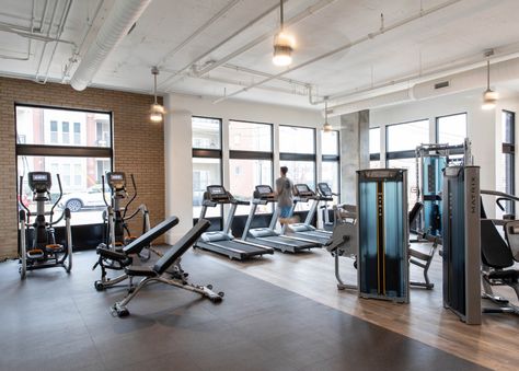 Penrose | CID | Multifamily & Hospitality Interior Design Cid Design Group, Apartment Fitness, Hospitality Branding, Fitness Center Design, Linden Homes, Interior Design Branding, Clubhouse Design, Hospitality Interior Design, Workout Room