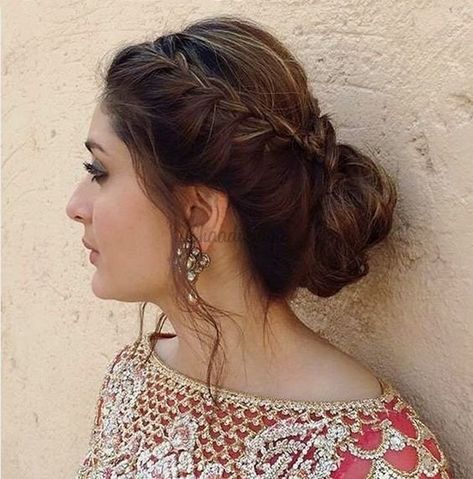 Lehenga Hairstyles, Hair Style On Saree, Bridal Hairstyle Indian Wedding, Saree Hairstyles, Engagement Hairstyles, Bridal Bun, Wedding Bun Hairstyles, Bridal Hair Buns, Braided Bun Hairstyles