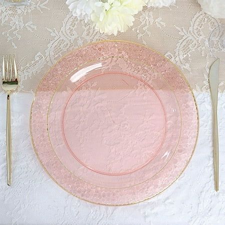 Blush Baby Shower Decor, Baby Shower Place Settings, Cheap Table Decorations, Bridal Shower Tablescape, Tea Party Table Settings, Bridal Shower Table Decorations, Baby Shower Plates, Blush Pink Baby Shower, Wedding Dinner Party