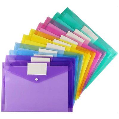 Quickly and easily organize your coupons, tickets, magazine, paperwork, photos, documents, bills, receipts, craft projects, small toys, gift wrap, gift cards, crayons, car console, puzzles | Inbox Zero Arthi Envelopes File Organizer Plastic in Blue/Green, Size 9.25 H x 12.35 W x 3.0 D in | Wayfair Home Work Office, Office Organization Business, Binder Pockets, Office Organization Files, Office Organization At Work, Folder Organization, Plastic Pouch, School Pencils, Document Folder