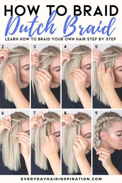 Hairstyle // Learn how to dutch braid your own hair with this easy dutch braid tutorial for complete beginners! Dutch Braid Your Own Hair, Braid Your Own Hair, Braids Step By Step, Dutch Braid Hairstyles, Braiding Your Own Hair, Beautiful Braided Hair, Easy Braids, Braided Hairstyles Tutorials, Hairdo For Long Hair