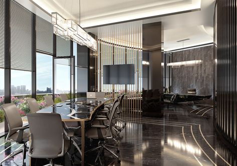 Interior Design of An Executive Office on Behance Ceo Office Design Luxury, Executive Office Design Interior, Ceo Office Design, Executive Office Design, Ceo Office, Modern Office Interiors, Cool Office Space, Interior Office, Luxury Office