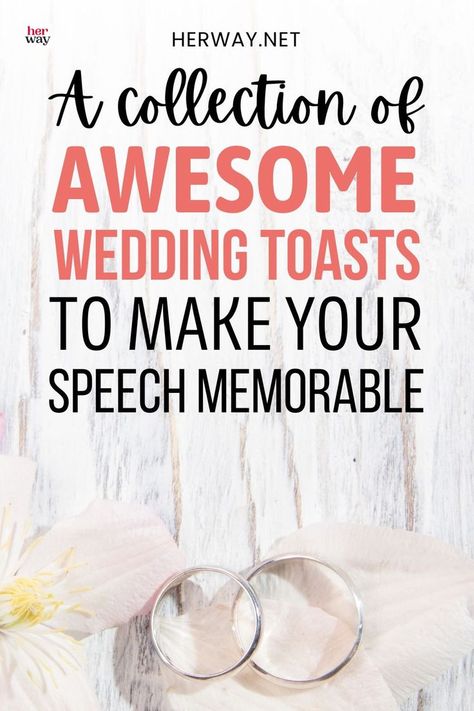 You want to give an unforgettable wedding speech but you need some inspiration? Check out this collection of wedding toast examples! Simple Wedding Toasts, Marriage Advice For Wedding Speech, Wedding Toast From Mom, Funny Things To Say In A Wedding Speech, Wedding Toast Speech Friends, Bride Wedding Speech Examples, Thank You Speech From Bride And Groom Wedding Toasts, Wedding Toasts From Mother, How To Write A Wedding Speech
