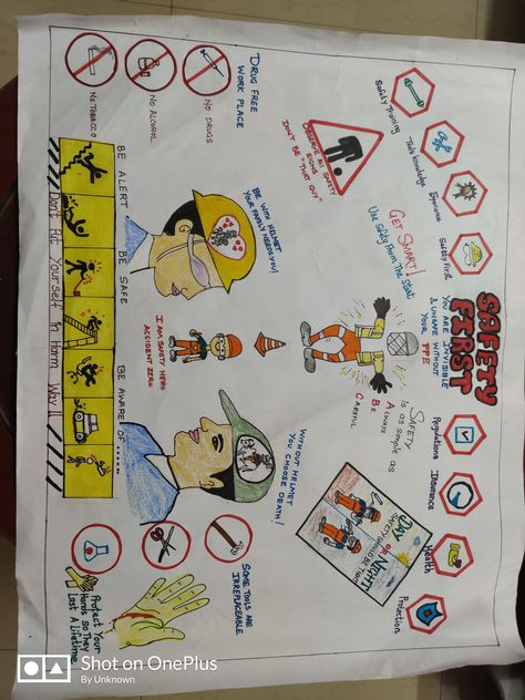 Safety first.Company level safety posters Safety Workplace Posters, Company Safety Drawing, Safety Week Poster Drawing, Wear Helmet Poster Safety Drawing, Mines Safety Poster Drawing, Safety Posters Industrial Drawing, Safety Drawing Posters, Safety Posters Workplace Ideas Drawing, Electrical Safety Poster Drawing