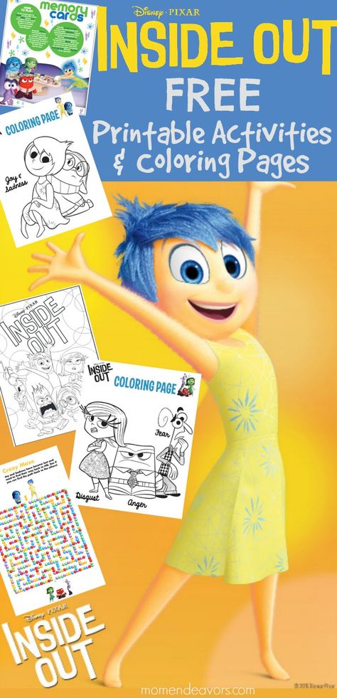 Disney-Pixar Inside Out Printable Activities & Coloring Pages - Mom Endeavors Zones Of Regulation Coloring Sheets, Inside Out Lesson Plans, Inside Out Feelings Chart, Inside Out Crafts, Inside Out Activities, Inside Out Movie Night, Mazes Printable, Inside Out Coloring Pages, Inside Out Emotions