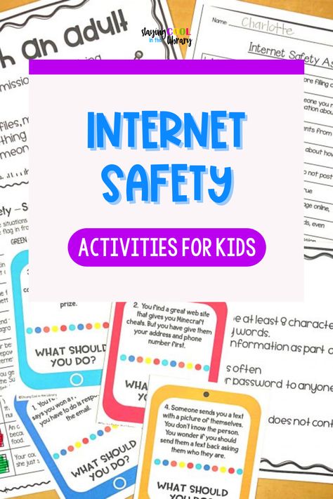 Internet Safety Lessons Elementary, Personal Safety Activities For Kids, Safety Games For Kids, Internet Safety Worksheet, Online Safety For Kids, Online Safety Activities, Internet Safety Lessons, Digital Literacy Activities, Internet Safety Activities