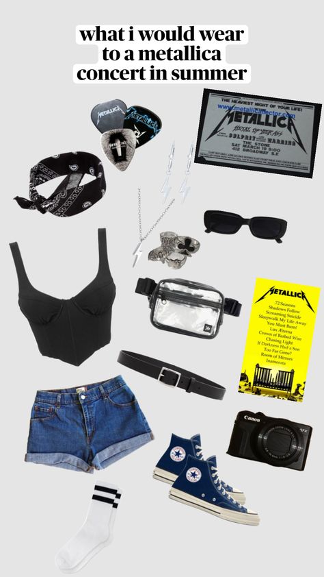 #cute #fyp #summer #outfit #vibes #outfitinspo #vintage #beauty #music #metallica What To Wear To A Metallica Concert, Metallica Shirt Outfit Women, Metallica Outfit Women, Metallica Concert Outfit Women, 80s Concert Outfit, Metallica Shirt Outfit, Metallica Concert Outfit, Metallica Outfit, Metallica Tour