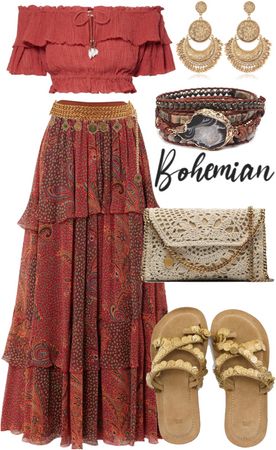 Retro Hippy Outfits, Boho Outfit Inspo Bohemian, Bohemian Outfit Ideas Winter, Bohemian Dress Outfit Ideas, Boho 80s Fashion, Bohemian Outfit Inspiration, Boho Looks Summer, Boho Styles For Women, Summer Solstice Party Outfit