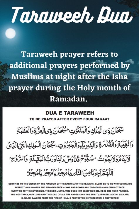 Taraweeh prayer refers to additional prayers performed by Muslims at night after the Isha prayer during the Holy month of Ramadan. #taraweeh #ramadan Taraweeh Prayer How To Pray, How To Pray Taraweeh Prayer, Isha Prayers, Taraweeh Dua, Ramadan Taraweeh, Isha Prayer, Taraweeh Prayer, Night Dua, Ramadan Prep