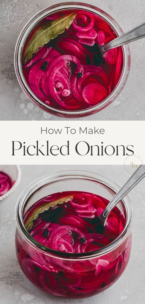 Best Pickled Red Onion Recipe, Pickeled Red Onions, Make Pickled Red Onions, Pickle Onions Recipe, Pickled Vegetables Recipe, Red Wine Recipe, Red Onion Recipes, Quick Pickled Red Onions, Quick Pickled Onions