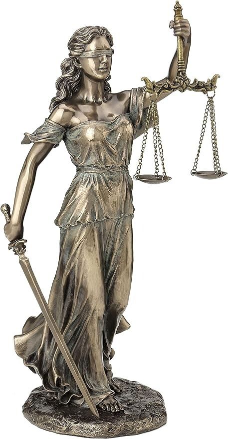 Amazon.com: Veronese Design 13 1/4" Blindfold Lady Justice Holding Sword and Scale Resin Sculpture Bronze Finish : Home & Kitchen Lady Of Justice, Skeleton Knight, Lady Justice Statue, Justice Tattoo, Justice Statue, Justice Scale, Lady Justice, Resin Sculpture, Anatomy Art