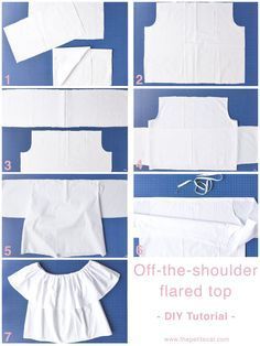 Off Shoulder Diy, Robe Diy, Diy Top, Projek Menjahit, Dress Patterns Diy, Haine Diy, Costura Fashion, Dress Diy, Diy Tops