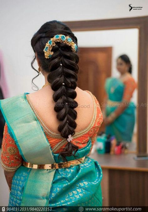Photo of Fishtail braid hairstyle for South Indian bride Latest Hairstyle For Girl, South Indian Wedding Hairstyles, How To Draw Braids, Hair Style On Saree, Bridal Hairstyle Indian Wedding, Fishtail Braid Hairstyles, Engagement Hairstyles, Bridal Braids, Indian Wedding Hairstyles