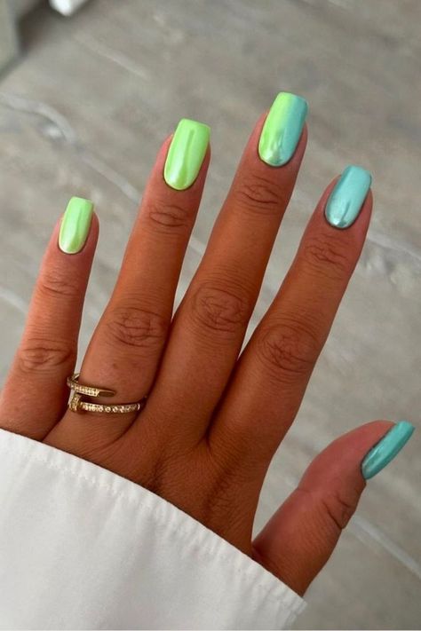 ocean vibes june nails Nails Acrylic Minimalist, Minimalist Nails Neutral, Nail Shape Short, Short Coffin Nails Summer, Ballerina Nail Shape, Summer Vacation Nails, Blue Chrome Nails, June Nails, Nail Looks