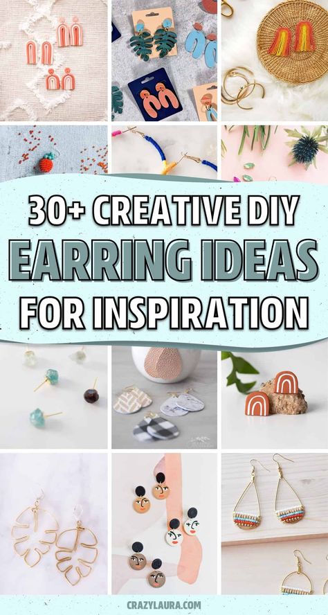 If you want to make your own jewelry at home and need some step by step tutorial ideas, check out these super creative DIY earrings for inspiration to get started! Stud Earring Ideas, Easy Diy Jewelry Earrings, Earring Making Tutorials, Easy Jewelry Making Ideas, Diy Earrings Dangle, Diy Earrings Materials, Diy Earrings Tutorial, Diy Earrings Studs, Jewelry Making Ideas