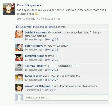 Humour, Kuroo Bokuto Oikawa, Oikawa X Sugawara, Haikyuu Facebook, Funny Haikyuu, Daichi Sawamura, Nishinoya Yuu, Haikyuu Meme, Haikyuu Volleyball