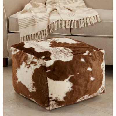 Union Rustic Susannah 20'' Square Animal Print Pouf Ottoman | Wayfair Tatami Living Room, Cover Ottoman, Cowhide Fabric, Bean Bag Sofa, Bean Bag Covers, Ottoman Cushion, New Nordic, Lazy Sofa, Moroccan Pouf