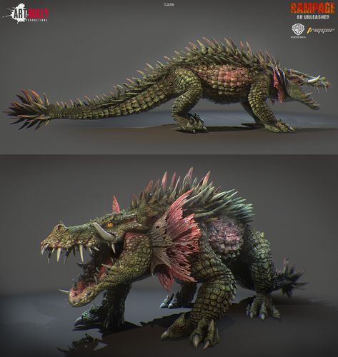 Crocodile Monster Art, Mutant Animals Concept Art, Crocodile Fantasy Art, Lizzie Rampage, Crocodile Concept Art, Monster Crocodile, Crocodile Monster, Crocodile Art, Kaiju Design