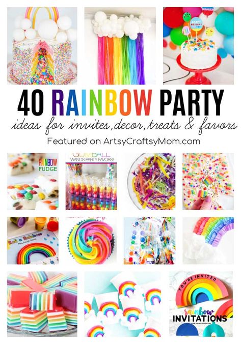 Rainbow 40th Birthday Party, Easy Rainbow Decorations, Unicorn Birthday Party Ideas Decoration Rainbow Theme, 5 Yo Birthday Party Ideas, Rainbow Girls Birthday Party, Kids Rainbow Birthday Party, Rainbow Bday Party Ideas, Rainbow Mermaid Birthday Party, Rainbow Party Ideas For Adults