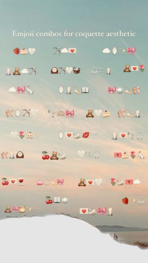 #emojisaesthetic #emojis #coquetteaesthetic Mermaid Emoji Combinations, Sweet Emoji Combinations, Aesthetic Emojis Combinations Soft, Emoji Combinations For Boyfriend, Cottage Core Emojis, Pretty Emoji Combinations, Strawberry Emoji Combo, Coquette Emojis Combo, Brown Emoji Combinations