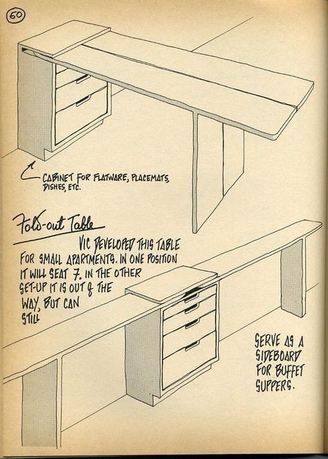 Small Flats, Sewing Rooms, Nomadic Furniture, Projek Kayu, Små Rum Lidt Plads, Fold Out Table, घर की सजावट, Space Saving Furniture, Small Apartments