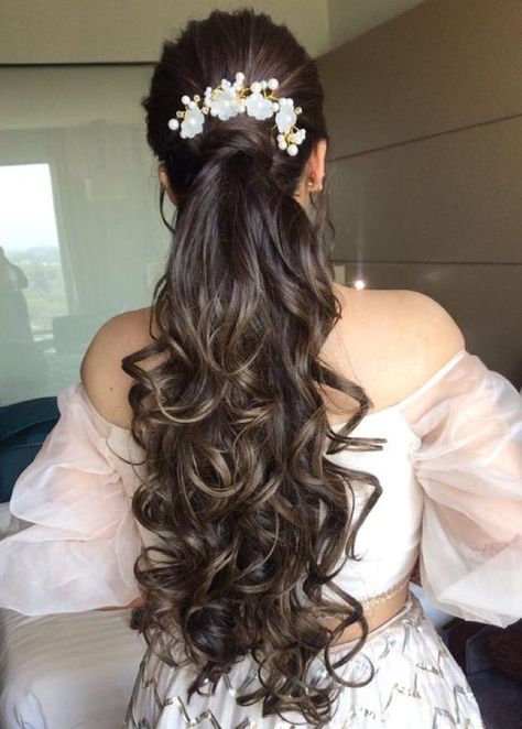 Bridal Ponytail Hairstyles That Every Bride Should Bookmark! Engagement Hairstyles Ponytail, Bridal Ponytail Hairstyles Indian, Ponytail Hairstyles For Reception, Ponytail Hairstyles For Gown, Reception Hairstyles Ponytail, Pony Tailed Hairstyle For Wedding, Indian Wedding Hairstyles Ponytail, Ponytail For Long Hair Wedding, Ponytail Hairstyles For Engagement
