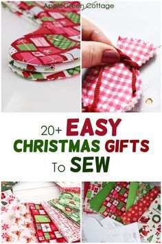 Sewing Gifts Christmas, Beginner Sewing Christmas Gifts, Christmas Projects To Sew, Free Diy Christmas Gifts, Diy Sewn Ornaments, What To Make With Christmas Fabric, Sewing Projects For Beginners Easy, Quilted Christmas Gifts To Make, Christmas Presents To Sew