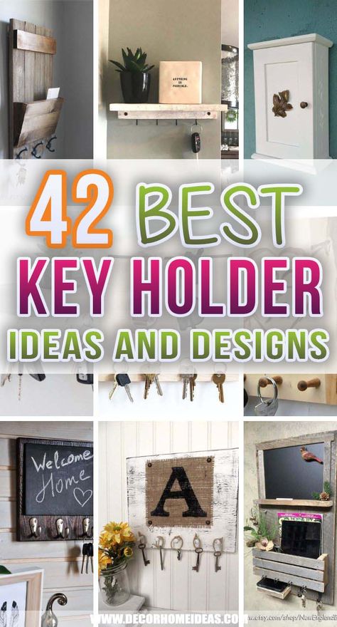 Diy Key Holder Wall Shelves, Key Racks Ideas, Keys And Mail Holder Ideas, Key Hanging Ideas Entryway, Key Organization Ideas, Diy Key Storage Ideas, How To Make A Key Holder For The Wall, Wall Key Holder Diy Small Spaces, Key Holders For Wall Entryway