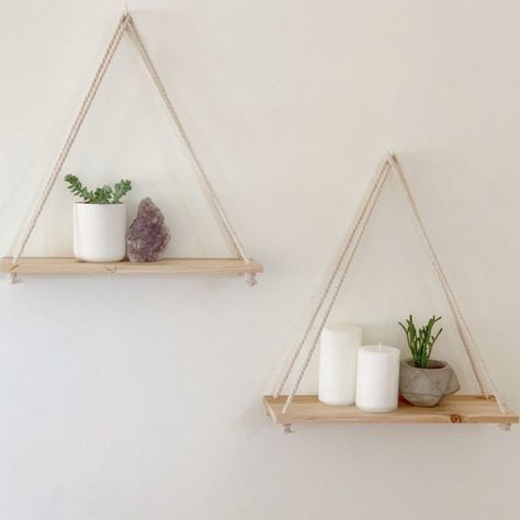 Hanging Shelf Floating Shelves Wall Decor set of 2 W/ Hooks - Etsy Bookshelves Small, Hiasan Dinding Diy, Float Shelf, Floating Storage Shelves, Small Wooden Shelf, Kaktus Dan Sukulen, Rustic Wood Floating Shelves, Dorm Living Room, Diy Regal