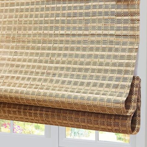 Amazon.com: Cordless Blackout Bamboo Roman Shades, Light Filtering UV Protection Wooden Roller Blinds with 6" H Valance, Custom Room Darkening Roller Bamboo Blinds for Windows, Doors, Porch, Color 10 : Home & Kitchen Roller Shades Living Room, Shades For French Doors, Light Filtering Window Treatments, Bamboo Roller Shades, Exterior Blinds, Bamboo Roman Shades, Window Roller Shades, Cheap Blinds, Bathroom Upgrade