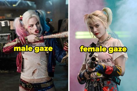 Female Vs Male Gaze, Female Gaze Women, Male Vs Female Gaze, Female Characters Movie, Dc Women Characters, Female Gaze Aesthetic, Male Gaze Vs Female Gaze, Harley Quinn Birds Of Prey, The Male Gaze