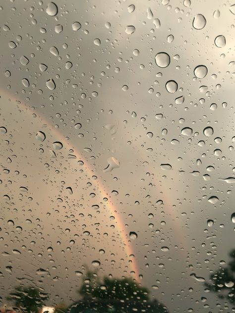 Rainbow. Raindrops. Rain. Window. Summer. Double rainbow. Rain Droplets On Window, Raindrops On Window Aesthetic, Rain Playlist Cover, Rain Aesthetics, Weather Wallpaper, Rainbow Raindrops, Rain Window, Beautiful Sceneries, Playlist Covers Photos