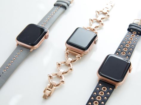 Can your Apple Watch look dressy?  Yes!  Transform your Apple Watch from a tech gadget into an accessory you'll love.  Designed with comfort and style in mind, each beautiful link is designed to lay flat around your wrist and polished for stunning shine. Not only are our bands beautiful, but Goldenerre stainless steel Apple Watch Fashion, Tech Gadget, Best Apple Watch, Apple Watch Bracelets, Apple Watch Sizes, Trendy Watches, Gold Apple Watch, Lucky Gifts, Gold Apple