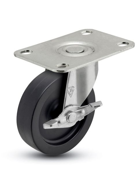 Shepherd Regent Series 2-1/2" Diameter Polyolefin Wheel Swivel Caster with Side Brake, 2" Length x 1-3/16" Width Plate, 95 lbs Capacity, Zinc Finish: Amazon.com: Industrial & Scientific Furniture Hardware, Caster Wheels Furniture, Furniture Hardware Drawer Pulls, Trash Containers, Caster Chairs, Swivel Casters, Brake Pedal, Store Fixtures, Casters Wheels