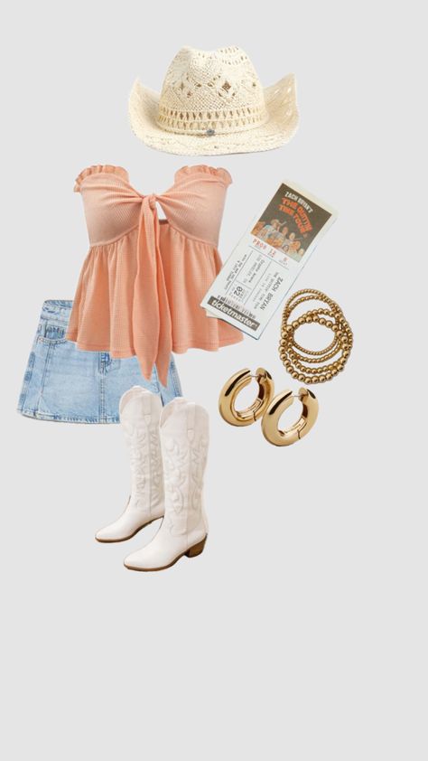 #country #concert #zachbyan Satin Dress Concert Outfit, Country Concert Jean Shorts, Country Singer Concert Outfits, Country Concert Outfit Teen Girl, Outfits For A Country Concert Summer, Like Bryan Concert Outfit, Billy Currington Concert Outfit, Zb Concert Outfits, Country Music Fest Outfits