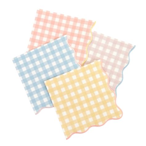 GINGHAM PATTERNED SMALL NAPKINS Meri Meri Napkins Bonjour Fete - Party Supplies Gingham Party, Meri Meri Party, Gingham Napkins, Color Bordo, Patterned Napkins, Pastel Party, Meri Meri, Eco Friendly Paper, Yellow And Pink