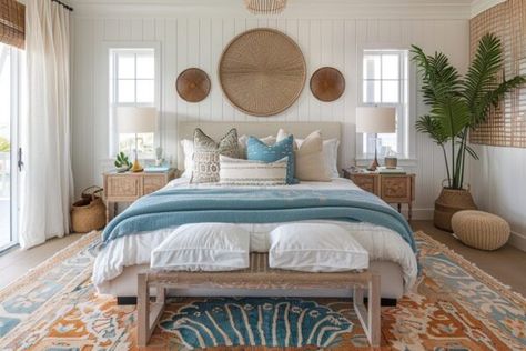 14 Eclectic Bedrooms: Bold Ideas for Your Dream Space! - My Decor Inspo Japandi Bedroom Interior Design, Boho Coastal Bedroom, Mediterranean Kitchens, Eclectic Bedrooms, Dark Boho Living Room, Japandi Bathroom, Rattan Bed Frame, Coastal Style Bedroom, Gothic Living Room