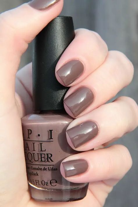 Opi Over The Taupe, Fall Nails Opi, Taupe Nail Polish, Fall Nail Colors Opi, Fall Pedicure, Taupe Nails, Opi Nail Polish Colors, Neutral Nail Color, Brown Nail Polish