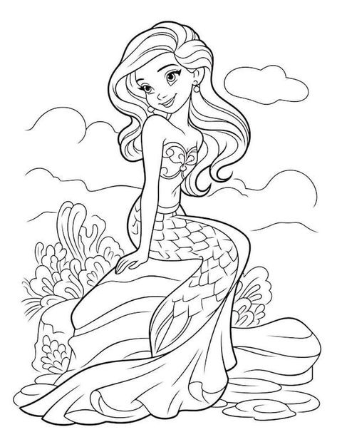 Under The Sea Coloring Pages, Ariel Coloring Pages, Fargelegging For Barn, Mermaid Coloring Book, Easy Disney Drawings, Dragon Coloring Page, Mermaid Coloring Pages, صفحات التلوين, Mermaid Drawings