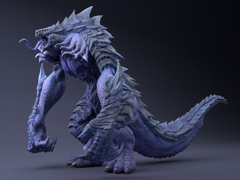 Giant Monster Concept Art, Futuristic Monster, Kaiju Concept Art, Evolved Godzilla, Kaiju Design, Monster Artwork, Mythical Creatures Fantasy, All Godzilla Monsters, Shadow Of The Colossus