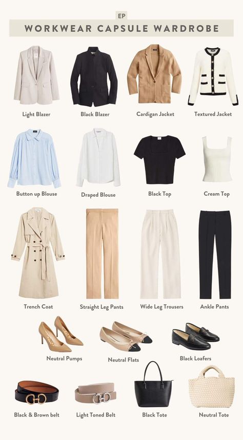 workwear capsule wardrobe // petite friendly pieces to add to your closet for an easy office capsule wardrobe Business Smart Capsule Wardrobe, Casual Work Outfit Summer Office Wear Capsule Wardrobe, Casual Work Wardrobe, Work Wear Capsule, Closet Capsule Wardrobe, Office Capsule Wardrobe, Work Capsule Wardrobe, Closet Capsule, Workwear Capsule Wardrobe