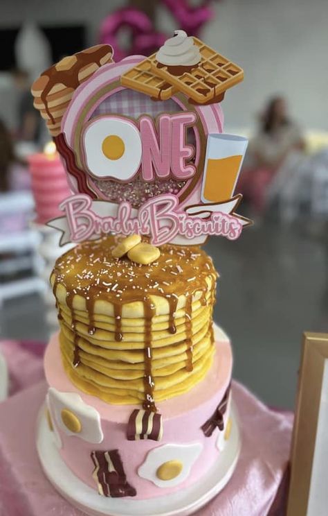 Prissy Cakes by Adriane Waffles Birthday Party, Brunch Any One Birthday, Brunch Anyone First Birthday, Pancakes And Pajamas Party Decorations, Breakfast First Birthday Party, Kids Brunch Birthday Party, Pancake Decoration, Breakfast Themed Birthday Party, Breakfast Party Decorations