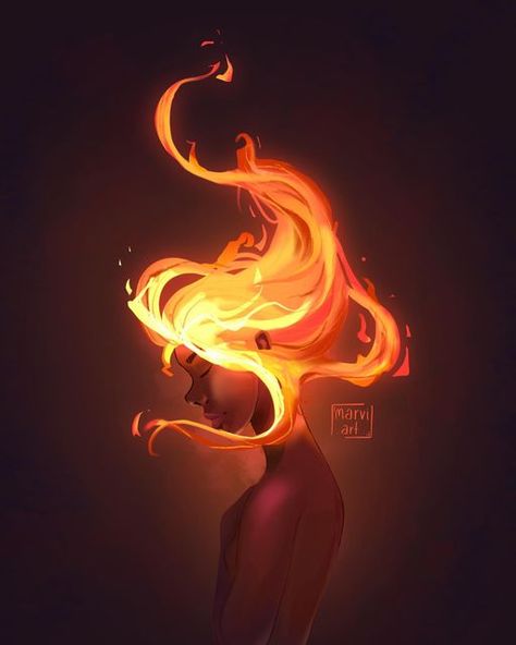 Marvi💛 on Instagram: "1/? Fire🔥. I have been thinking of drawing different elements as girls, so here is the first one, which one would you like to see next? . . . #digitalilustration #illustration #ilustracion #art #fire #drawing #portrait #drawthisinyourstyle #dtiys #painting #4elementsgirls #oc #procreate #4elements #originalcharacter #digitalartwork #characterart #drawthisinyourstyle #firedrawing #characterdesign #digitalportrait #originalcharacter #procreateart #digitaldrawing #digitalpai Blue Fire Hair Drawing, Ball Of Fire Drawing, Mind On Fire Art, Fire Hair Illustration, Fire Digital Painting, Hair Fire Drawing, Fire How To Draw, Dnd Fire Elemental, Fire Element Drawing