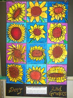 Square One Art, Square 1 Art, Van Gogh Arte, 2nd Grade Art, Van Gogh Sunflowers, 3rd Grade Art, Classroom Art Projects, Ecole Art, Elementary Art Projects