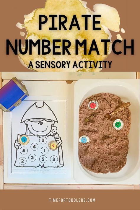 Learning numbers thru play? YES! This number match activity is the perfect pirate math activity for prek. Pirates Stem Activities, Learning About Pirates, Pirate Theme Occupational Therapy, Mermaid And Pirate Crafts For Toddlers, Pirates Sensory Activities, Pirate Preschool Activities Free Printables, Pirate And Mermaid Theme Preschool, Princess And Pirates Preschool, Pirate Curriculum Preschool